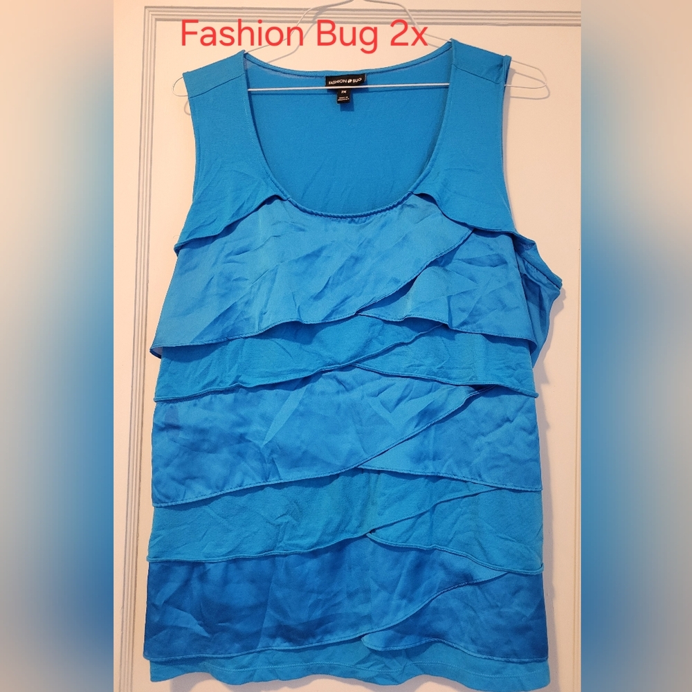 Fashion Bug Vibrant Blue Ruffled Tank Top